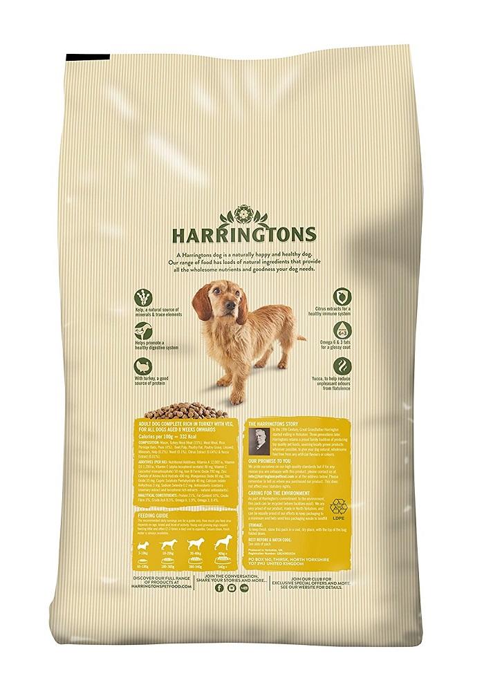 Harringtons Turkey & Veg Dog Food 15kg. On Sale at